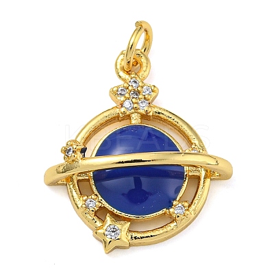 Rack Plating Brass Micro Pave Clear Cubic Zirconia Pendants KK-Z063-33G-1