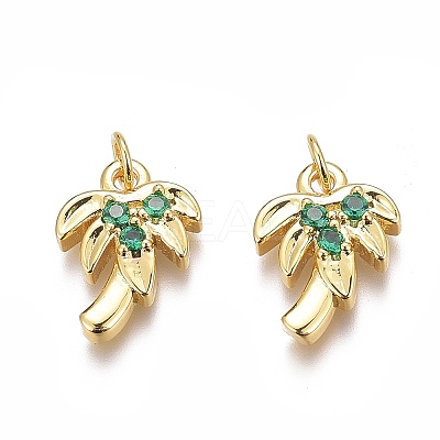 Brass Micro Pave Green Cubic Zirconia Charms LS-ZIRC-O035-14G-1