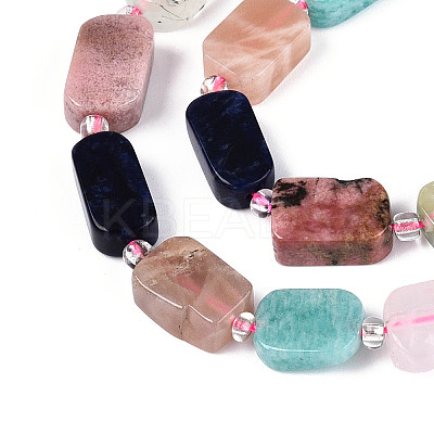 Natural Sodalite & Rhodonite & Prehnite & Amethyst & Rose Quartz & Flower Amazonite & Sunstone Beads Strands G-N358-02A-01-1