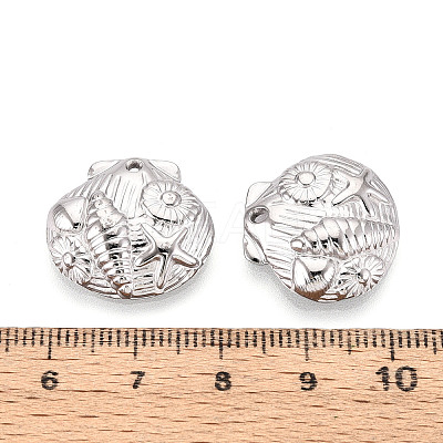 304 Stainless Steel Shell Shape with Starfish & Conch Pendants STAS-T069-46P-1