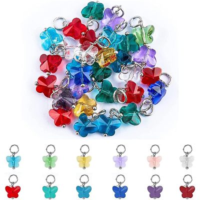 96Pcs 12 Colors Faceted Transparent Glass Charms GLAA-FH0001-50-1