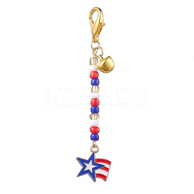 3Pcs Independence Day Alloy Enamel Pendant Decorations HJEW-MZ00045-1