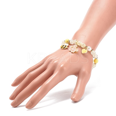 Acrylic Imitation Pearl Stretch Bracelet BJEW-JB08448-01-1