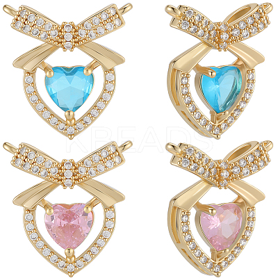 8Pcs 2 Colors Brass Micro Pave Cubic Zirconia Pendants KK-BBC0019-71-1
