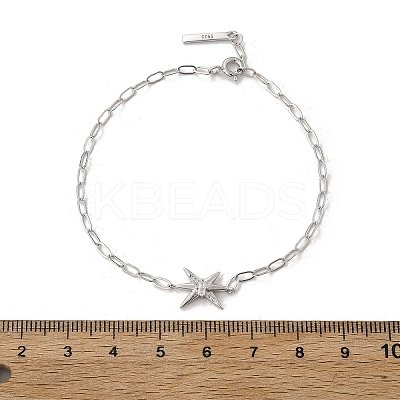 S925 Sterling Silver Micro Pave Cubic Zirconia Link & Charm Bracelets for Women BJEW-K276-02P-1