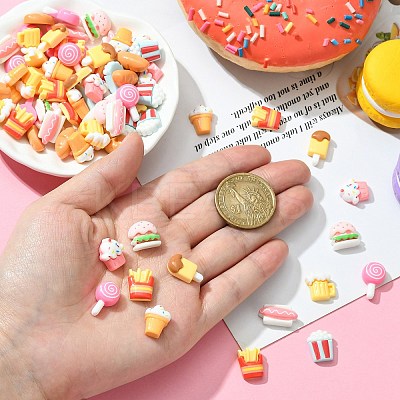 100Pcs 10 Styles Opaque Resin Imitation Food Cabochons RESI-CJ0003-64-1