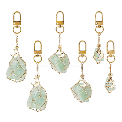 6Pcs Brass Macrame Pouch Empty Stone Holder Pendant Decoration HJEW-PH02188-1