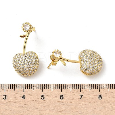 Cherry Brass Micro Pave Cubic Zirconia Stud Earrings EJEW-M077-12G-02-1