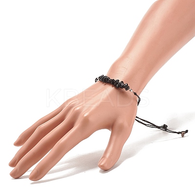 Natural Obsidian Chips Braided Bead Bracelet X-BJEW-JB08019-08-1