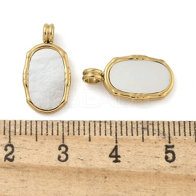 Ion Plating(IP) 304 Stainless Steel Pave Natural White Shell Pendants STAS-B075-23G-1