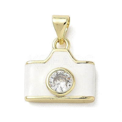 Brass Micro Pave Cubic Zirconia Enamel Camera Charms KK-L248-16G-1