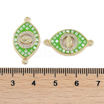 Rack Plating Brass Micro Pave Clear Cubic Zirconia Horse Eye Connector Charms KK-U032-28G-1