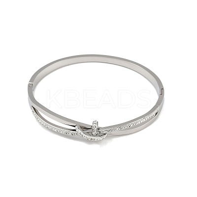 201 Stainless Steel with Rhinestone Bangles for Women LS-BJEW-B138-03P-1
