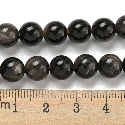 Natural Silver Obsidian Beads Strands X-G-S150-20A-8mm-1