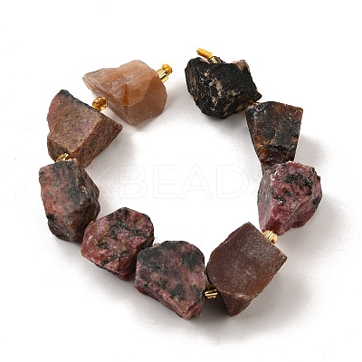 Raw Rough Natural Rhodonite Beads Strands G-Z087-B13-1