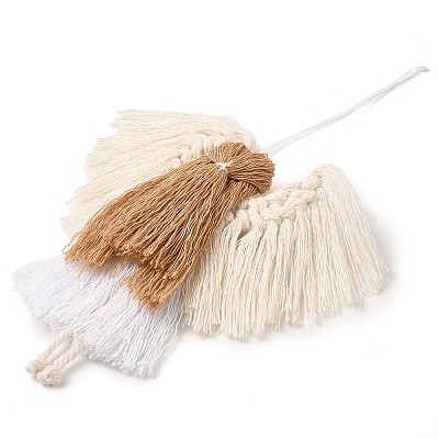 Angel Handmade Woven Macrame Cotton Thread Pendant Decorations HJEW-JM02454-04-1