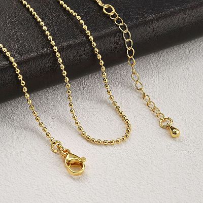 Brass Faceted Ball Chains Necklaces for Women NJEW-D302-21G-1