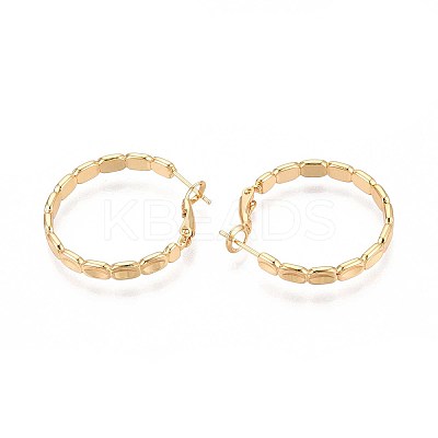 Oval Brass Hoop Earrings EJEW-T047-97G-1