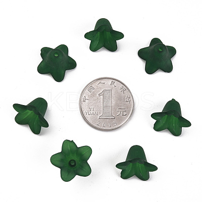 Teal Frosted Transparent Acrylic Flower Beads X-PLF018-09-1