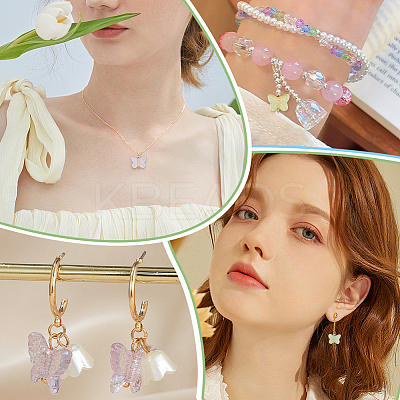 100Pcs AB Color Plated Transparent Acrylic Butterfly Connector Charms PALLOY-AR00034-1