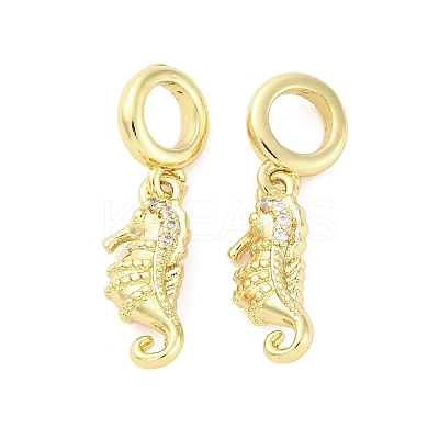 Brass Micro Pave Cubic Zirconia European Dangle Charms KK-D325-20G-01-1