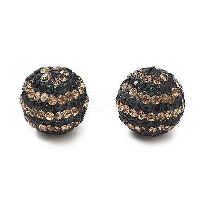 Stripe Pattern Polymer Clay Rhinestone Beads CLAY-NH0001-01G-1