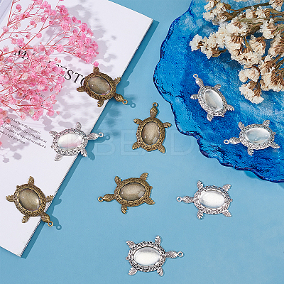 20Pcs 2 Colors Turtle Alloy Pendant Cabochons Settings DIY-PH0003-26-WH-1