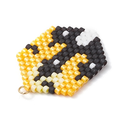 Hallowen Theme Glass Seed Beaded Pendants PALLOY-MZ00873-02-1