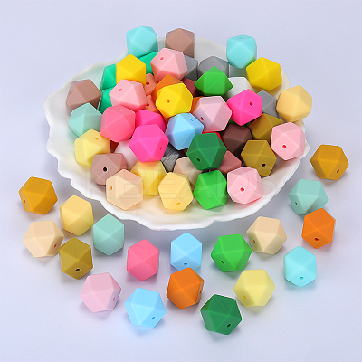 Hexagonal Silicone Focal Beads SI-JX0020A-104-1