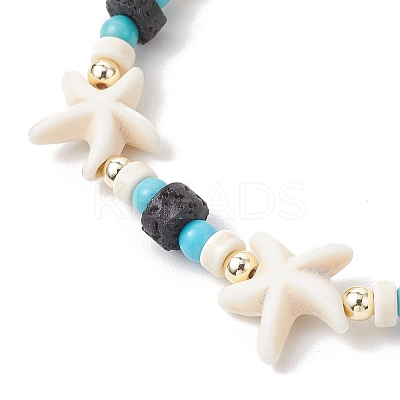 Synthetic Turquoise & Natural Lava Rock Beads Stretch Bracelets for Men Women BJEW-JB11988-04-1