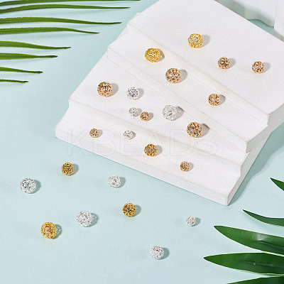 24Pcs Rack Plating Brass Pave Clear Cubic Zirconia Beads KK-TA0002-59-1