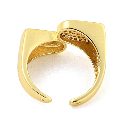 Clear Cubic Zirconia Bypass Arch Open Cuff Ring RJEW-L121-007G-1