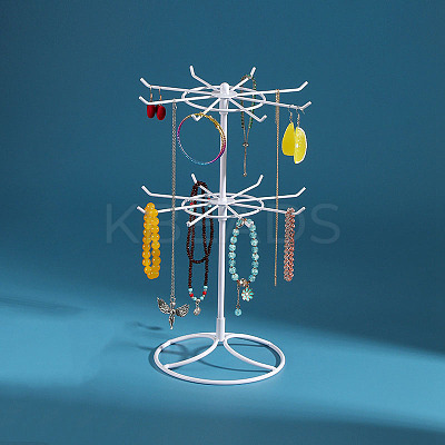 2-Tier Rotatable Iron Jewelry Display Organizer Holder for Necklaces PW-WGF40E6-02-1