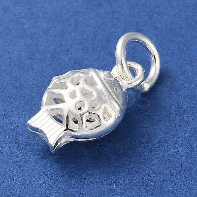 925 Sterling Silver Hollow Fish Charms with Jump Rings STER-E071-01S-03-1