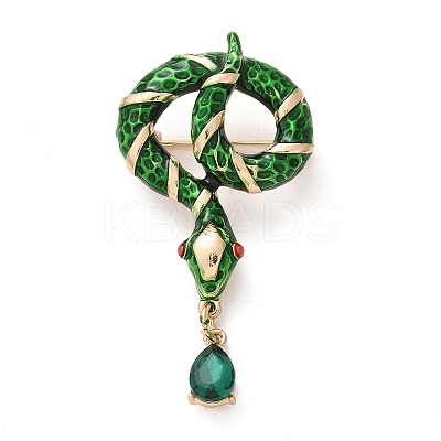 Rhinestone Snake Aolly Brooch with Enamel JEWB-V002-17C-1