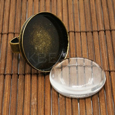 25mm Transparent Clear Domed Glass Cabochon Cover for Brass Portrait Ring Making KK-X0016-NF-1