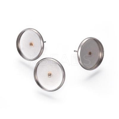 Tarnish Resistant 304 Stainless Steel Stud Earring Settings STAS-L182-16-1