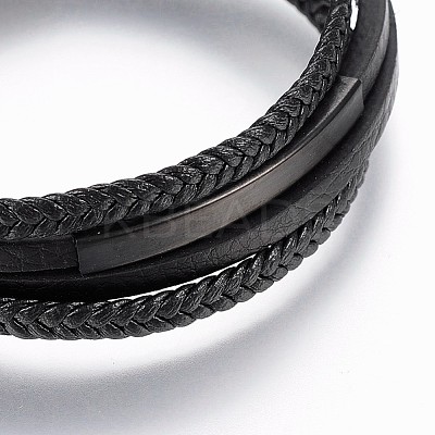 Braided Microfiber PU Leather Cord Multi-strand Bracelets BJEW-K206-H-01B-1