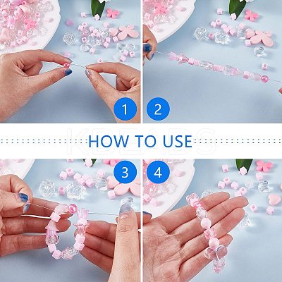 150 Pieces Random Rose Acrylic Beads Bear Pastel Spacer Beads Butterfly Loose Beads for Jewelry Keychain Phone Lanyard Making JX543C-1