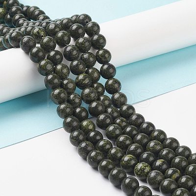 Natural Serpentine/Green Lace Stone Beads Strands G-S259-15-10mm-1-1