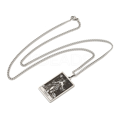 Non-Tarnish 304 Stainless Steel Tarot Pendant Necklaces NJEW-A026-01P-06-1