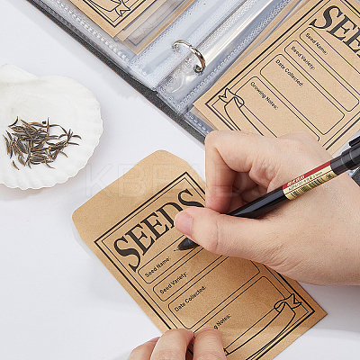 5 Inch PU Leather Cover Garden Seed Storage Organizer 2-Ring Binder Album DIY-FH0009-80B-1