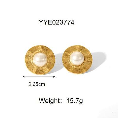 Vintage Chinese Style 304 Stainless Steel Round Stud Earrings for Women ZU7314-2-1