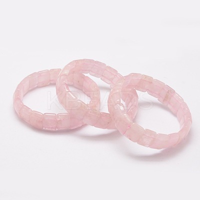 Faceted Natural Rose Quartz Beads Stretch Bracelets BJEW-E289-C08-1