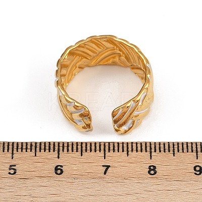 304 Stainless Steel Adjustable Enamel Cuff Rings for Women LS-RJEW-A074-06G-1