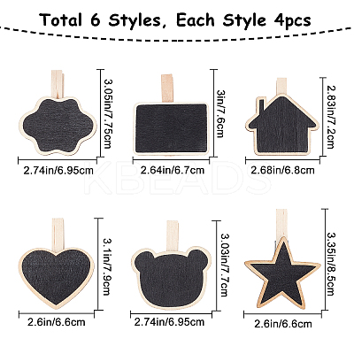 24 Pcs 6 Styles Wooden Blackboard Clip DIY-GF0003-59-1