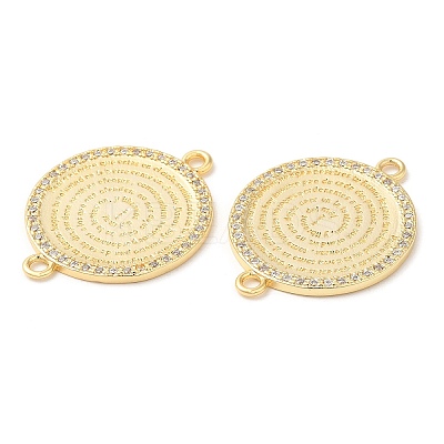 Rack Plating Brass Micro Pave Clear Cubic Zirconia Connector Charms KK-K332-17G-1