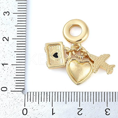 Rack Plating Brass Clear Cubic Zirconia European Dangle Charms LS-KK-P287-18B-G-1