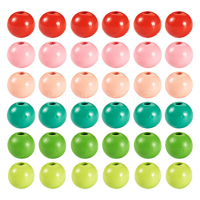 240Pcs 6 Colors Natural Wooden Beads WOOD-TA0002-74E-1