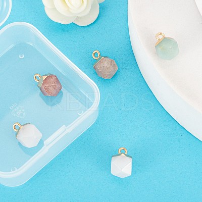6Pcs 3 Style Electroplate Natural Gemstone Charms G-FS0001-39-1